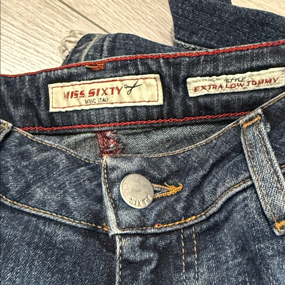 Miss Sixty Vintage Y2K Extra Low Tommy Flared Jeans Dark Blue Wash - Picture 6 of 6
